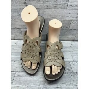 Clarks Bendables Ella Art Womens  Size 11M Sandals Leather Beige‎  Comfort Shoes